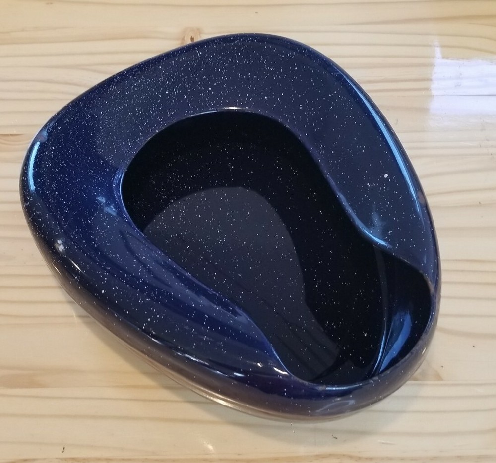 Blue Enamelware Vintage Bedpan
