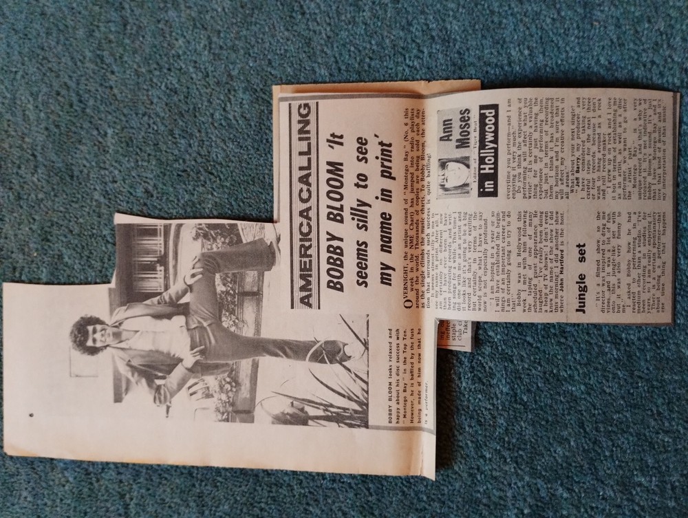 Sk15 Ephemera 1970  Article Bobby Bloom