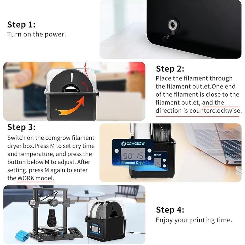 Filament Dryer Box 3D Printer Moisture Removal Temperature Control Large Storage