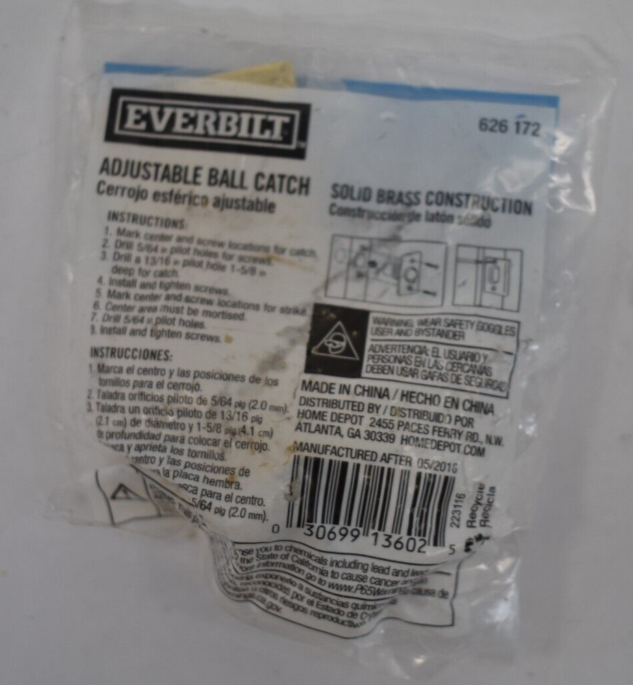 Everbilt Adjustable Solid Brass Ball Catch Construction Device Genuine OEM Unit