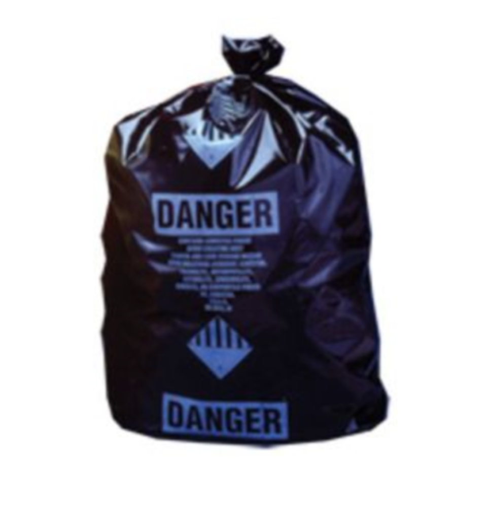 100/Roll Poly Garbage Bag, Black And ACM-Printed, Perforated 30x40 3.8mil