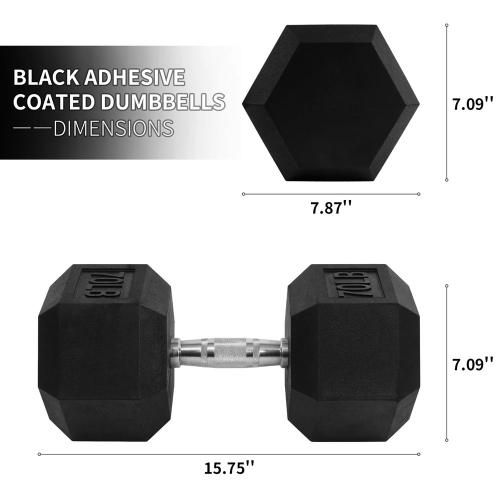 BalanceFrom Non-Slip Grip Hex Dumbbell, 70 lbs Single