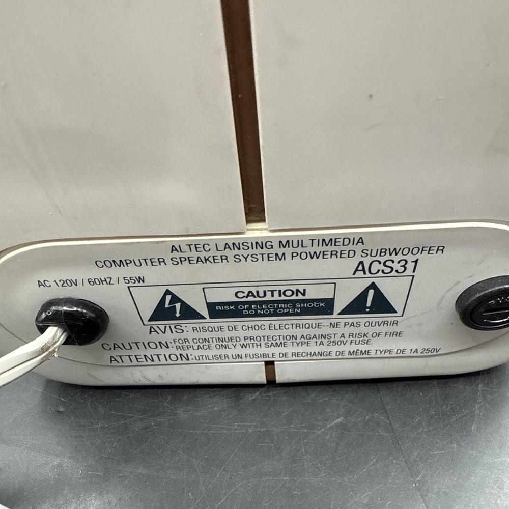 ALTEC LANSING ACS31 Computer Multimedia Powered Subwoofer Tested Working White