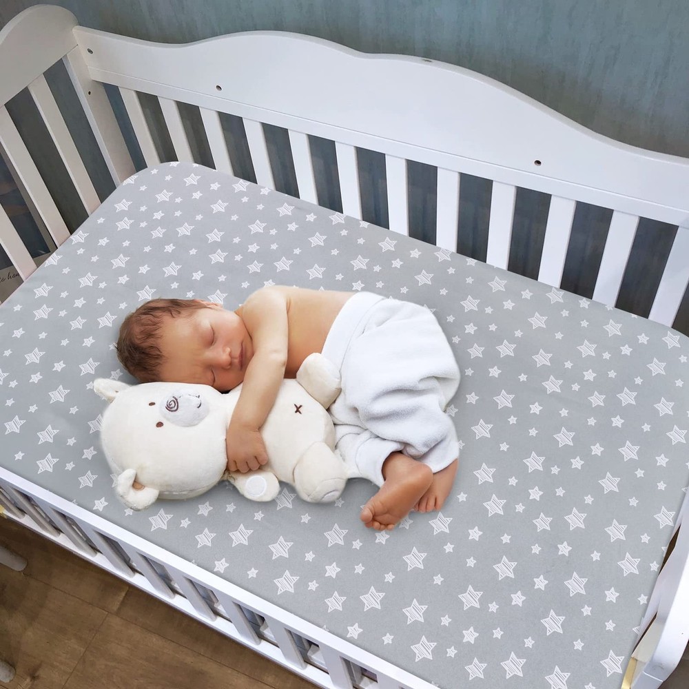 2 Pack Fitted Crib Sheets, Standard Size, Soft, Breathable, Grey, Navy