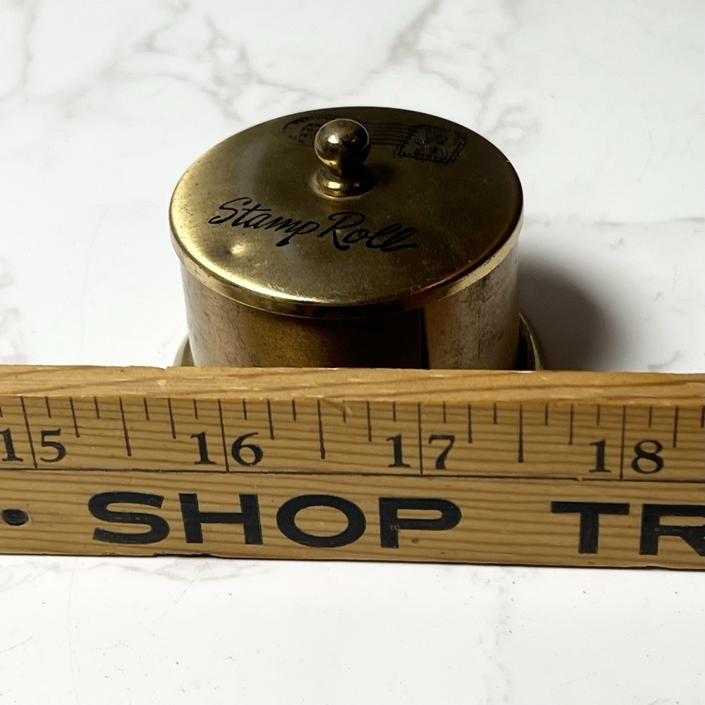 Vintage Brass Postage Stamp Roll Holder - Stamp Dispenser
