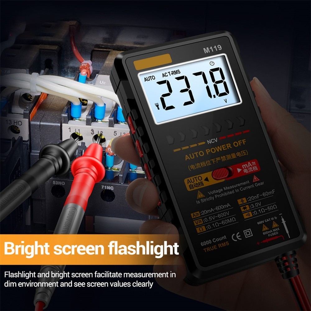 M119 6000 Count Digital Meter with Flashlight for Convenience During Testing