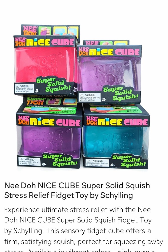 Nee Doh Nice Cube Super Solid Squish Stress Relief Fidget Toy – Sensory Squishy