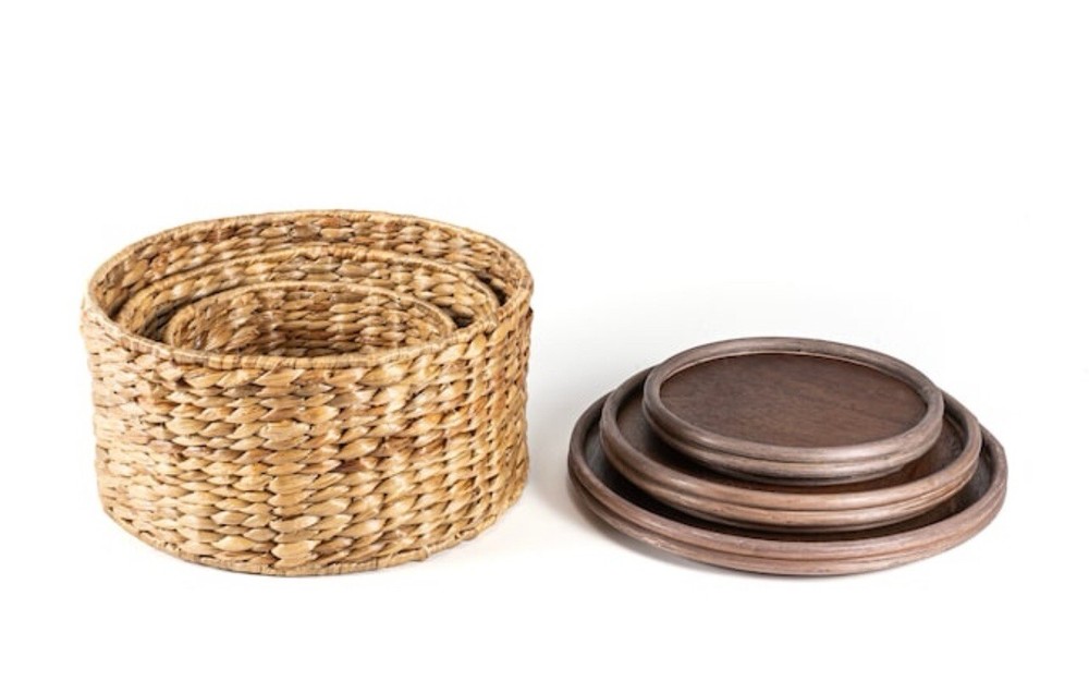 Happimess 3 Pack Gouda Circular Hand Woven Southwestern Nesting Stackable’s