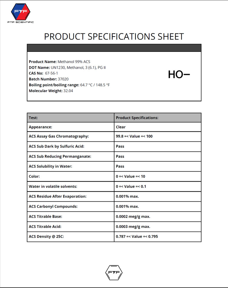 Methanol ACS Grade- 1000 ML
