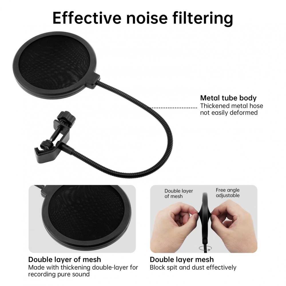 Studio Microphone Pop Filter Flexible Wind Screen Mask Mic Shield for Speaking