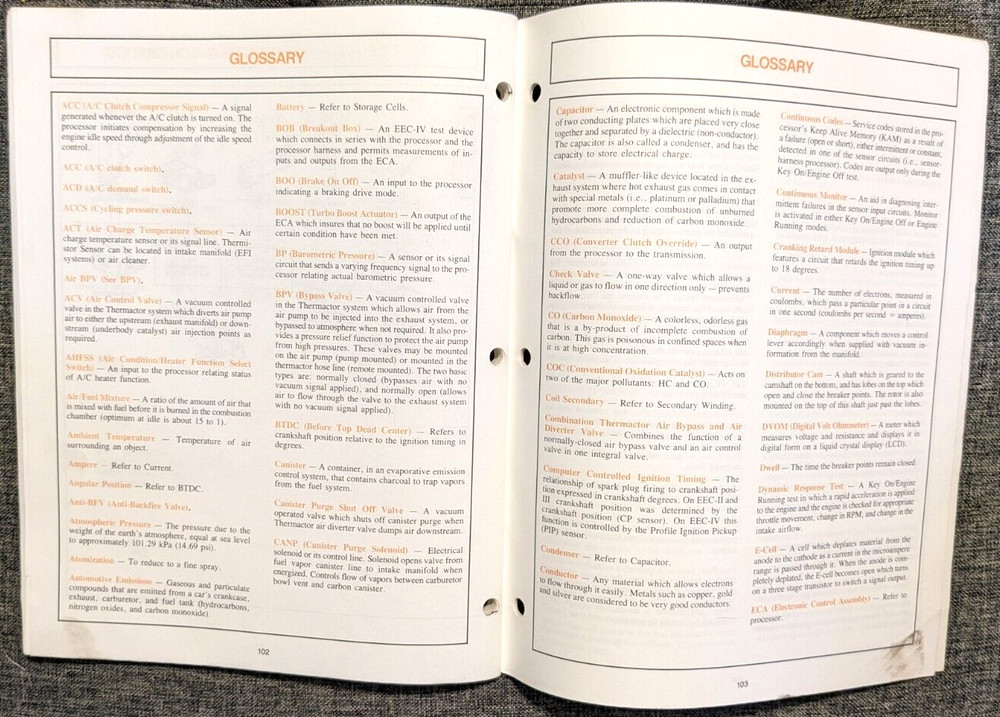 1987 FORD ENGINE, EMISSION AND RELATED SYSTEMS CAR MANUAL