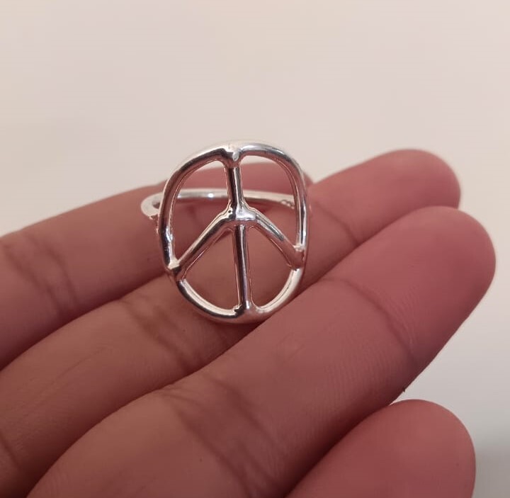 Solid 925 Silver Peace Ring Handmade Minimalist Sterling Ring All Size SR649