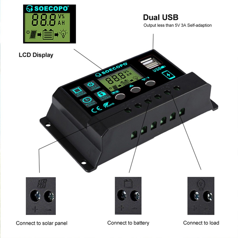1600W Solar Panel Kit - 2 x 800W + 100A Controller + Extension Cord Multi-Scene