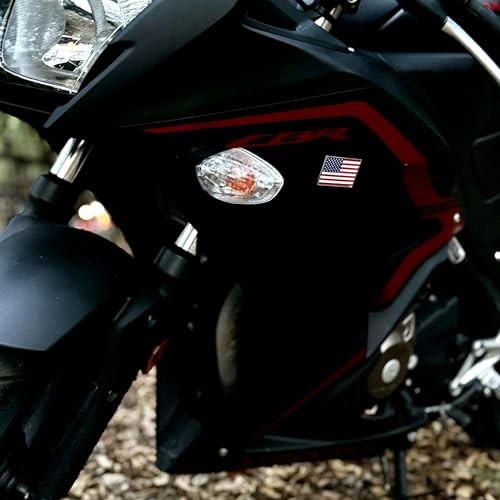 2 Mini American Flag OEM Chrome Emblems for Motorcycles, Mini Emblems