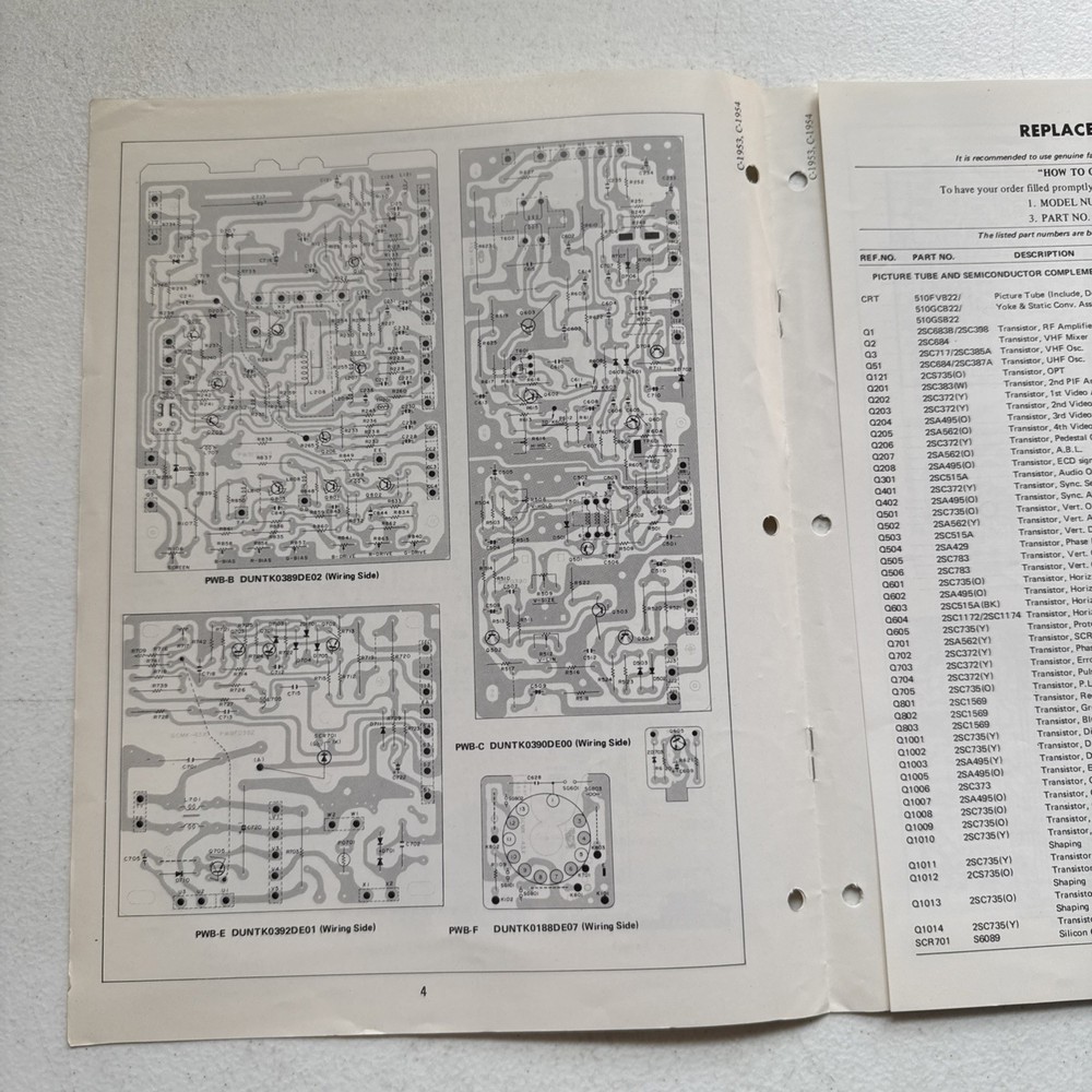 Sharp Electronics Color Television Models C-1953 & C-1954 Service Information
