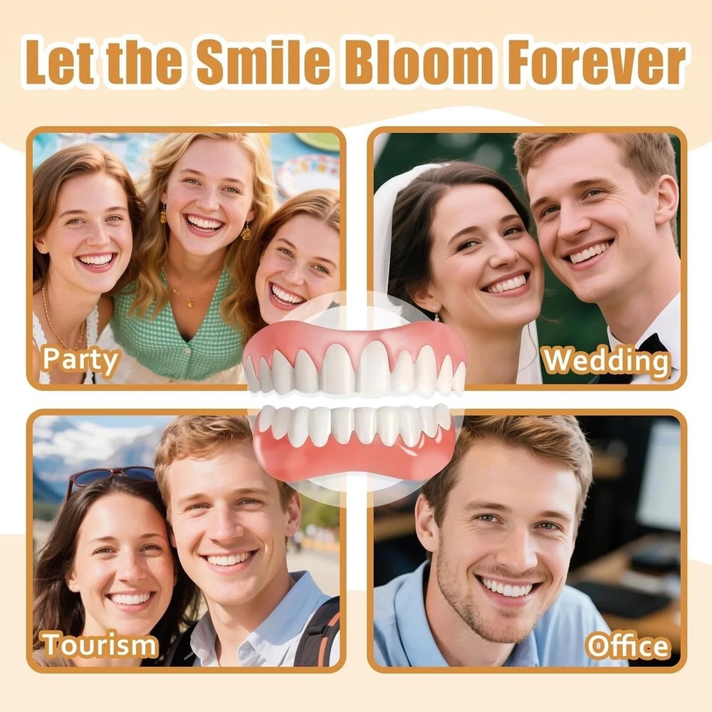 Moldable False Teeth Dentures Set Upper Lower Silicone Instant Smile Fix-M