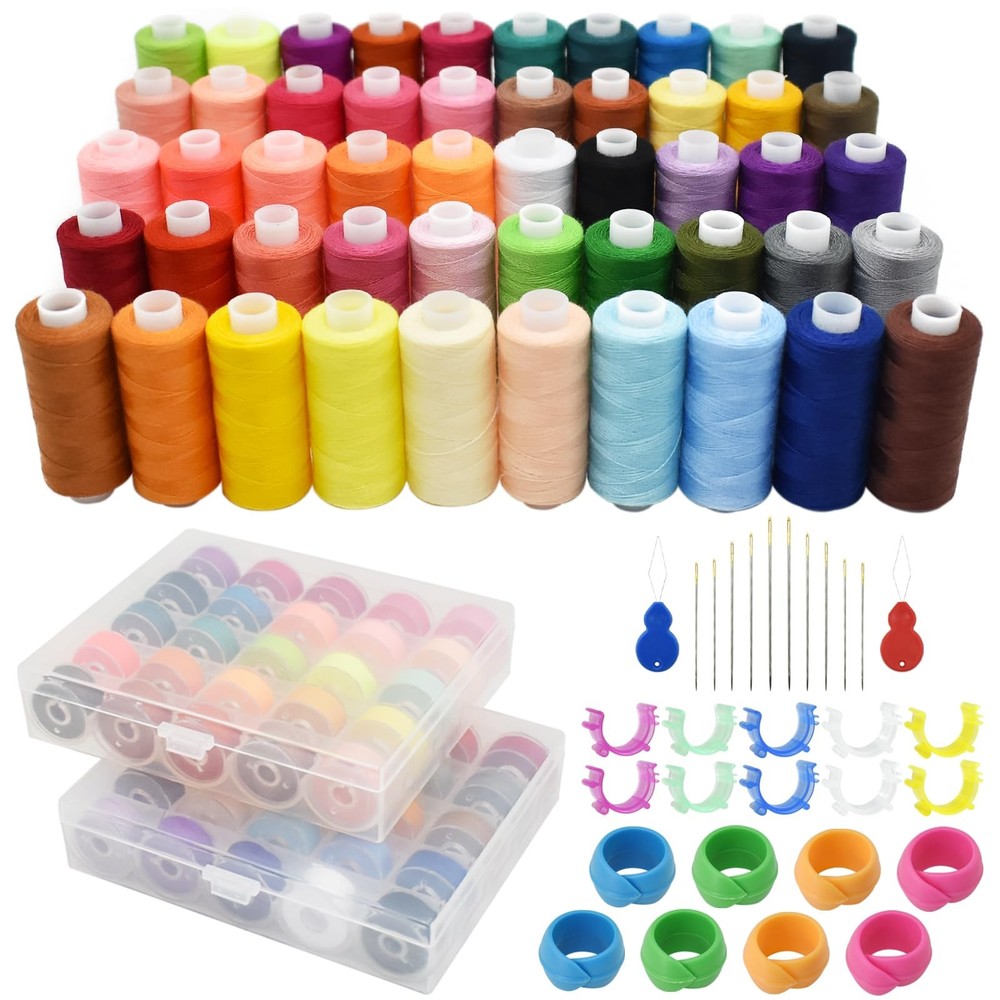 100pcs bobbin Threads kits, 400yard Per Polyester Thread Spool Set Matching P...