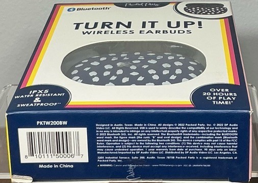 Packed Party "Spot On" Bluetooth True Wireless Earbuds Navy & white