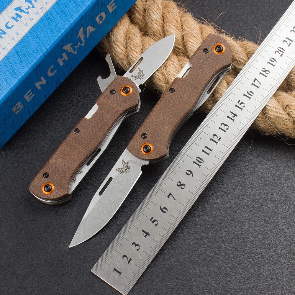 Multi Function Two Blade Camping Edc Small Pocket Folding Knife Micarta Handle