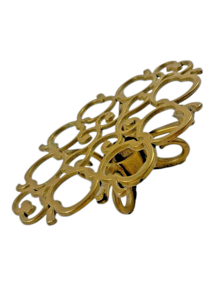 Solid Brass Apple Pattern Tea Light Warming Trivet 9" x 6.25" Vintage 70's