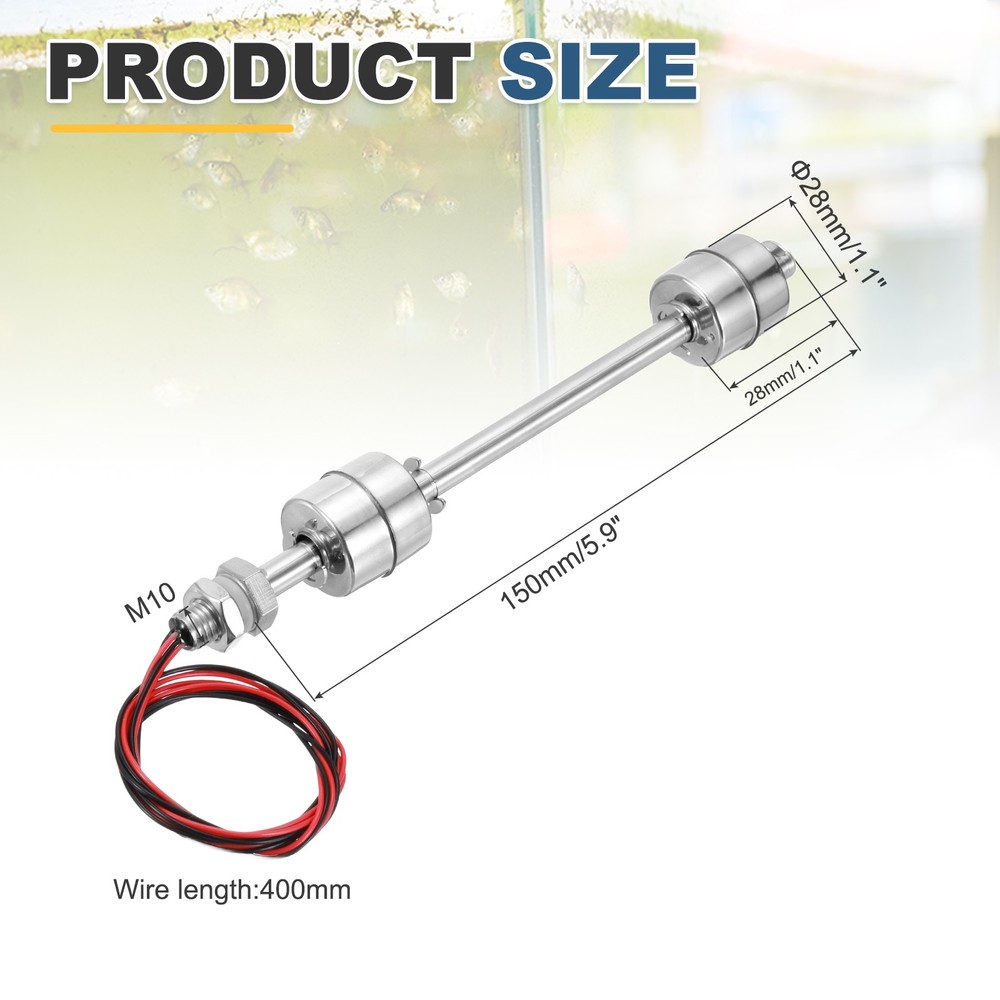 Float Switch 150mm Rod 0.5A Vertical Double Float for Pump/Alarm 1 Pcs