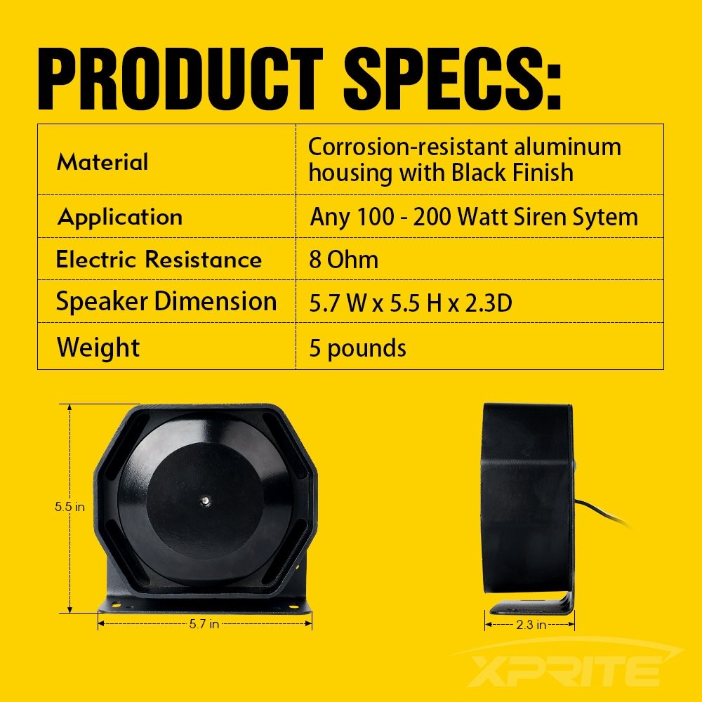 Xprite Compact 200 Watt High Performance Extra Slim 200W, Siren Speaker