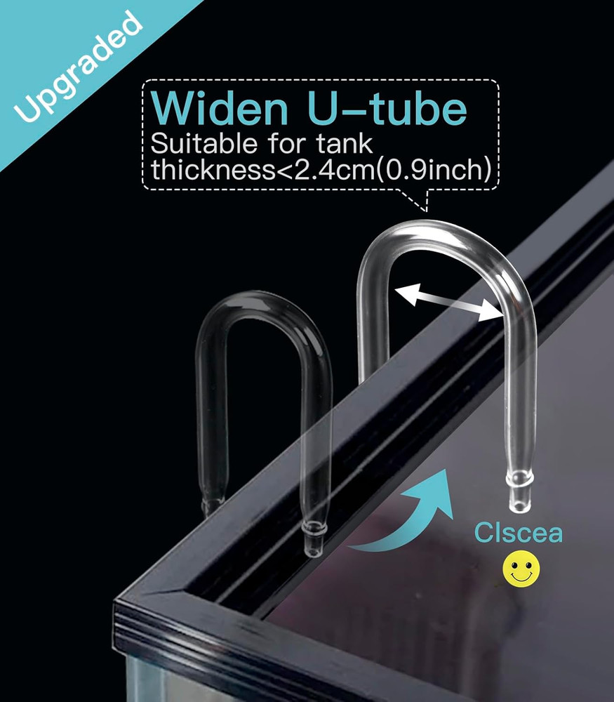 Clscea Aquarium Glass CO2 Diffuser Atomizer with U Tube Check Valve Suction Cup