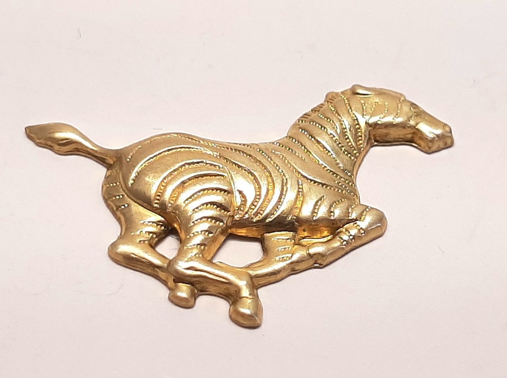EMBOSSED STAMPED GOLD FINISHED BRASS SMALL ZEBRA COMPONENT EMBELLISHMENT