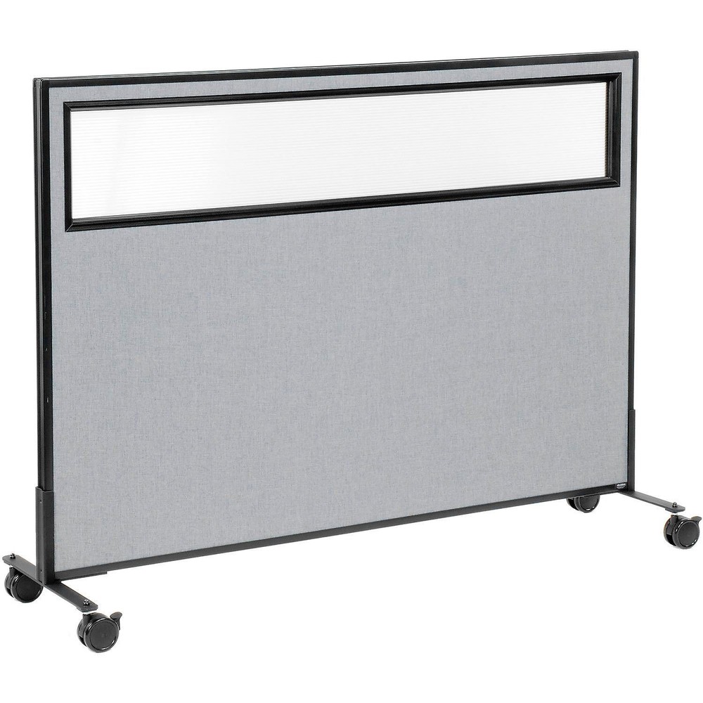 60-1/4"W x 45"H Mobile Office Partition Panel with Partial Window Gray