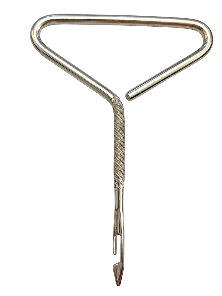 Tire Repair Tubeless Patch Tool for Plug Insertion, Solid Metal, Knurled, Hook