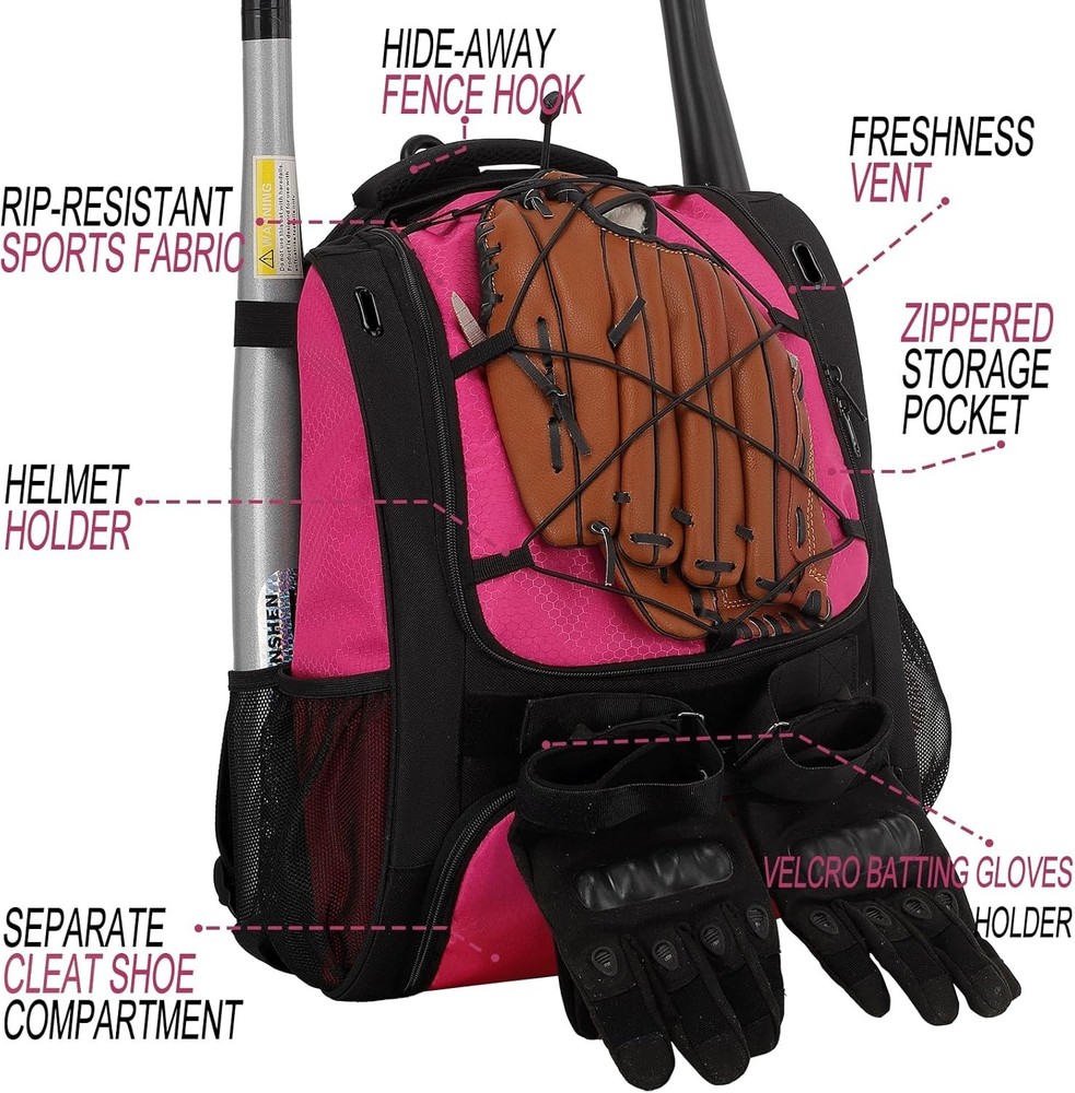 Baseball Bag-Baseball Backpack Holder for Baseball, Large Main Compartment,So...