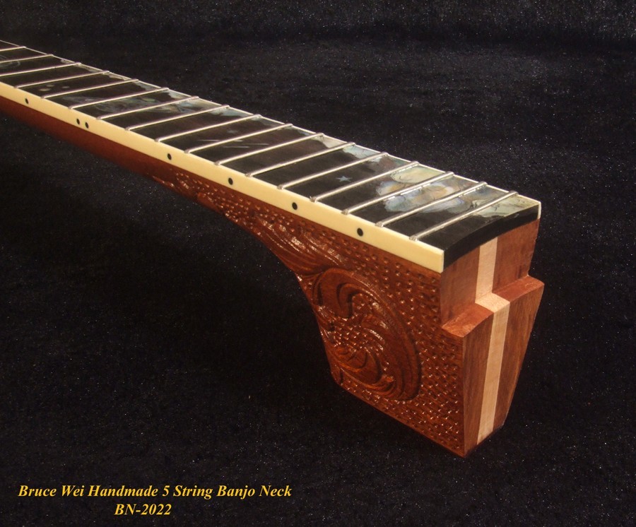 Handcrafted 5 String Banjo Neck Solid Mahogany & Hard Maple Planet Inlay BN-2022