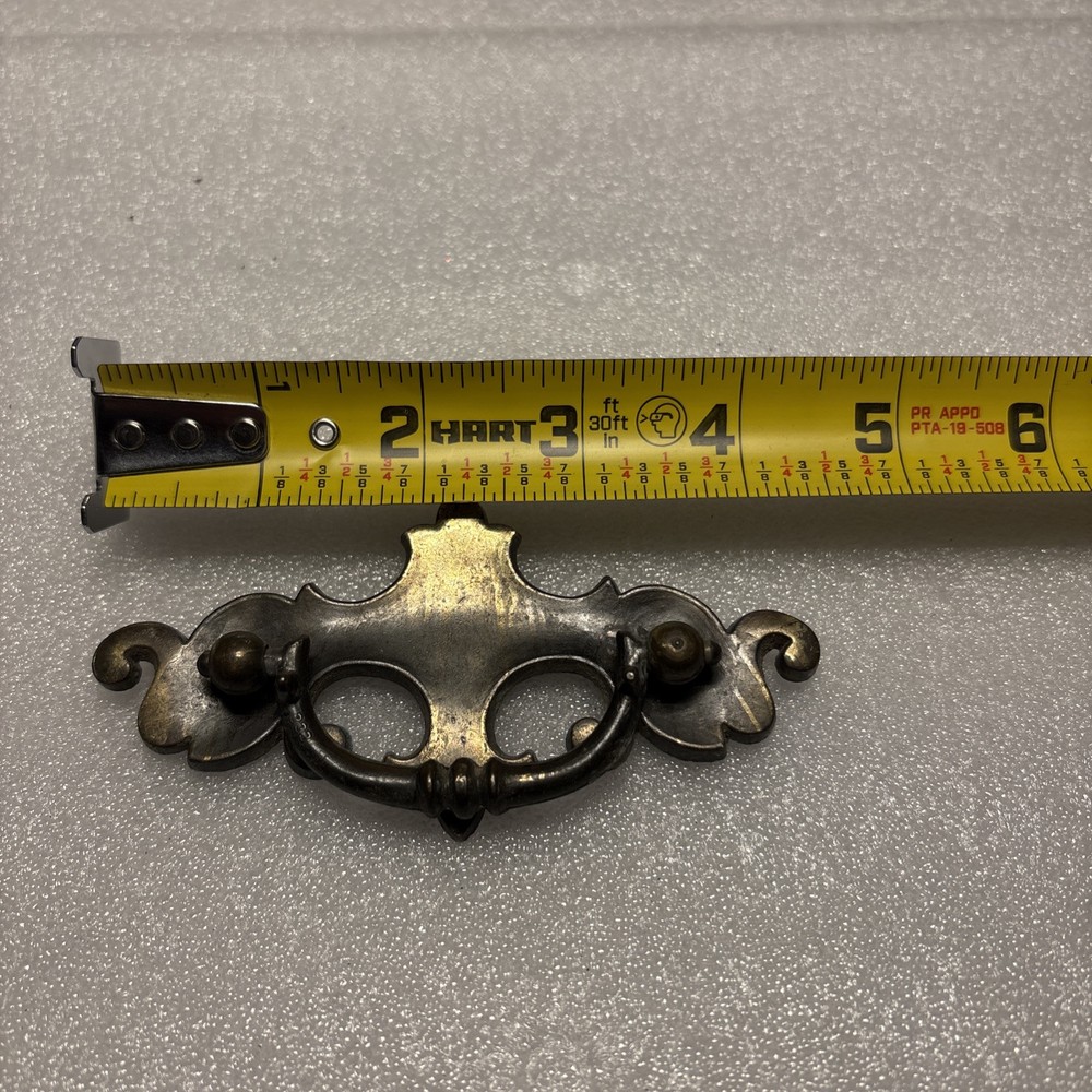 Vintage Drop Bat Bail Drawer Pull Handle Brass 2.5” Center