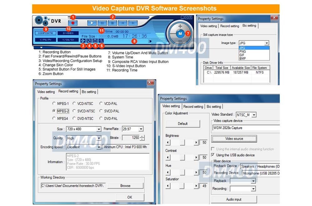 USB 2.0 Video Frame Grabber W/ Composite RCA BNC S-Video Inputs