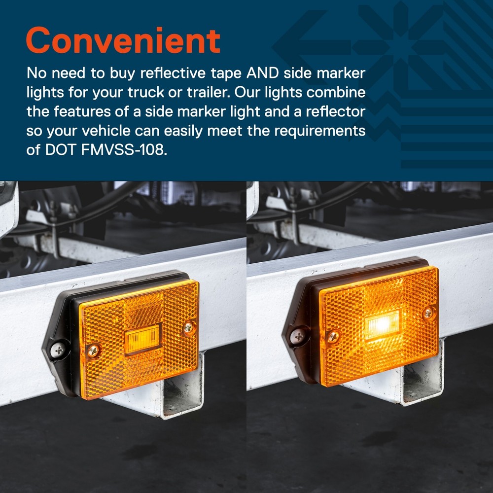 DOT Surface Mount Amber LED Side Marker Light for Utility Boat Trailers Over 80