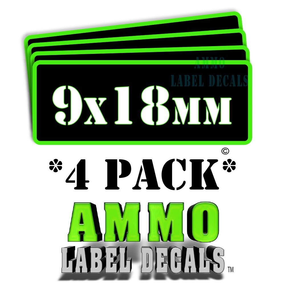 9x18mm Ammo Can Labels Ammunition Case Decals 3"x1" rounded corners  GRbkRD