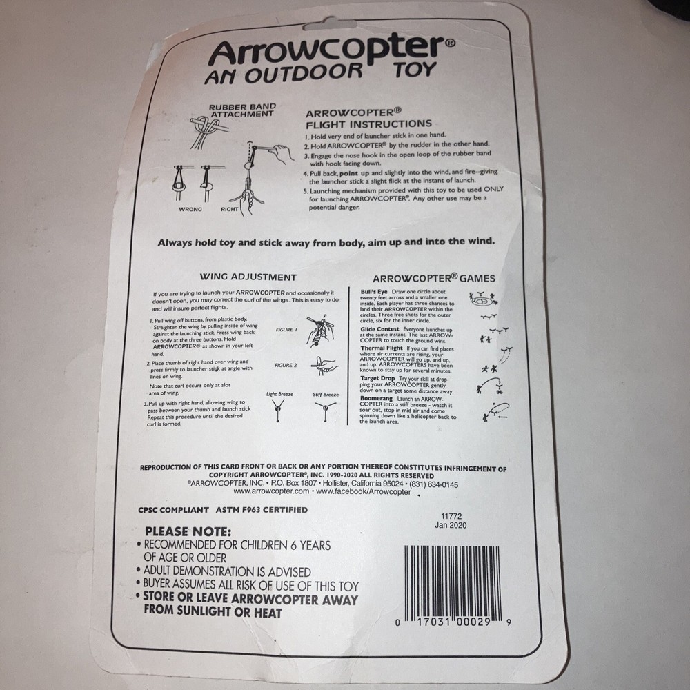 Arrowcopter Helicopter Flying Toy New