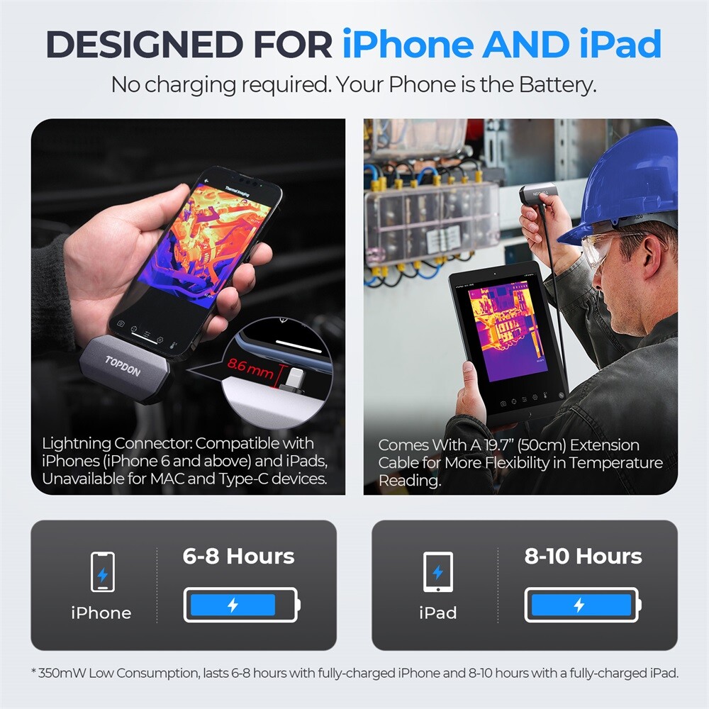 TOPDON Thermal Camera TC002 256 × 192 IR pixels