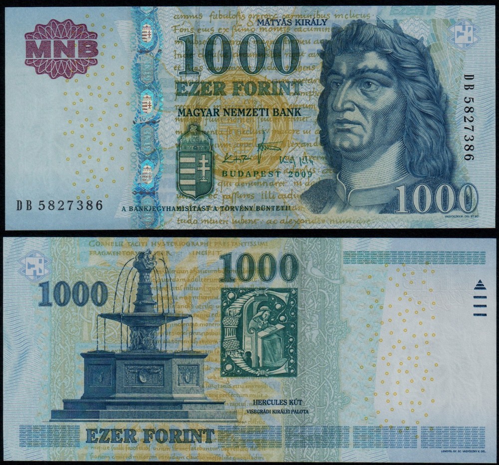 HUNGARY 1000 FORINT (P197a) 2009 UNC