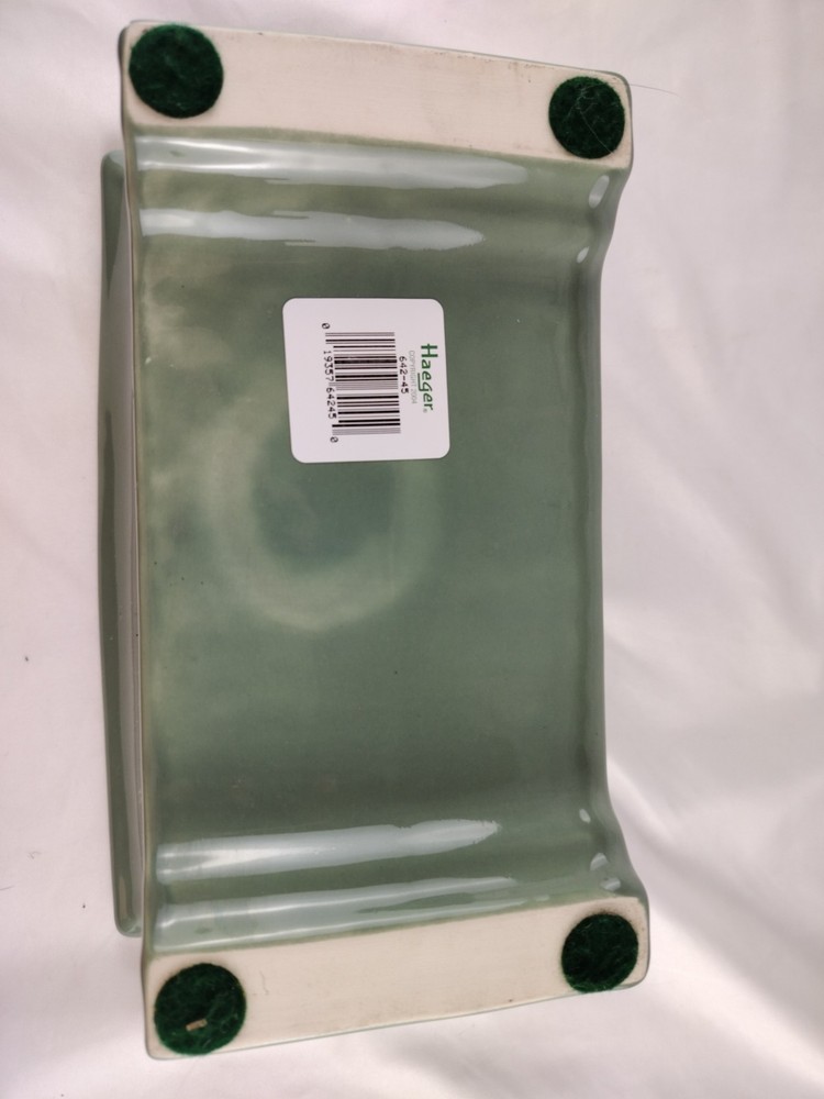 Haeger Floral 2003 Green Rectangular Pottery Planter #642-45 USA