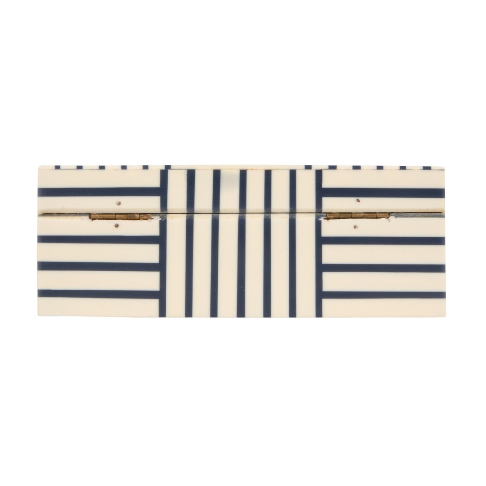 Midnight Blue & White Striped Resin Storage Box