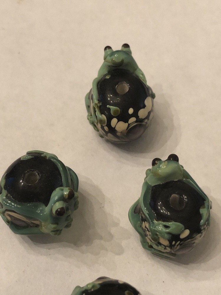 One (1) Each Lampwork Glass Frog Bead