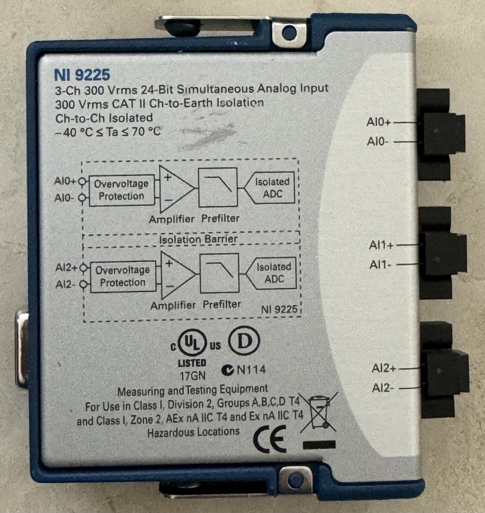 National Instruments NI-9225 Analog Input Module +/- 300Vrms 24bit