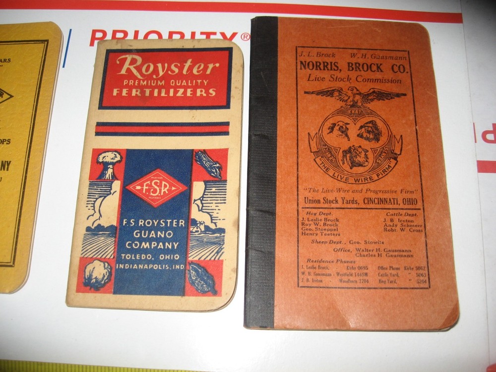 1940's, 1950's feed and seed memo noteboks