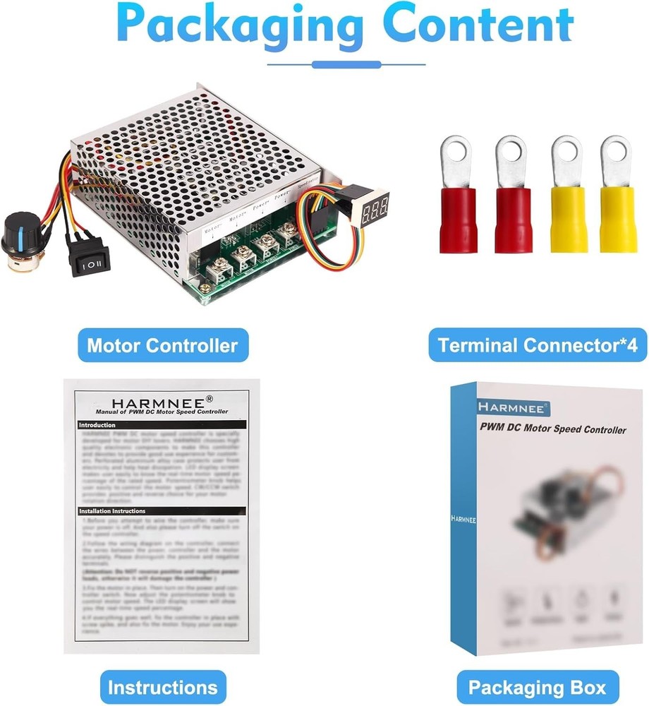 High-Efficiency PWM DC Motor Controller with Adjustable Potentiometer & Switch