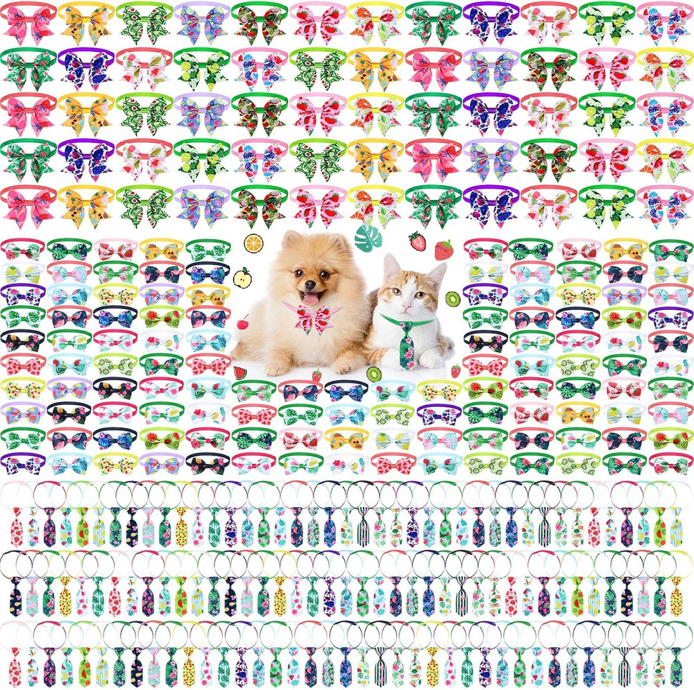 300 Pcs Dog Bow Tie Collars Bulk for Dogs Adjustable Summer Spring Basic Dog Bow