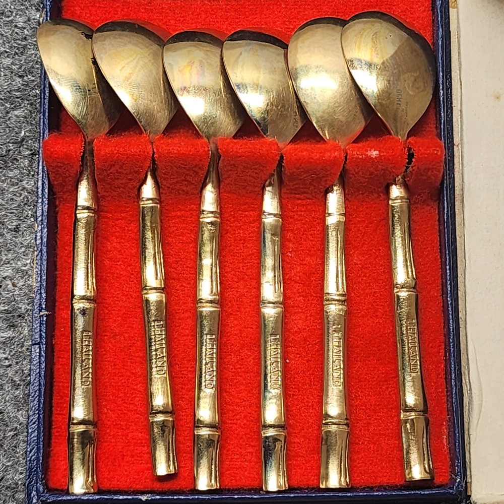 Vintage 6pc FlatwareBronze Bamboo Style Thailand Spoons