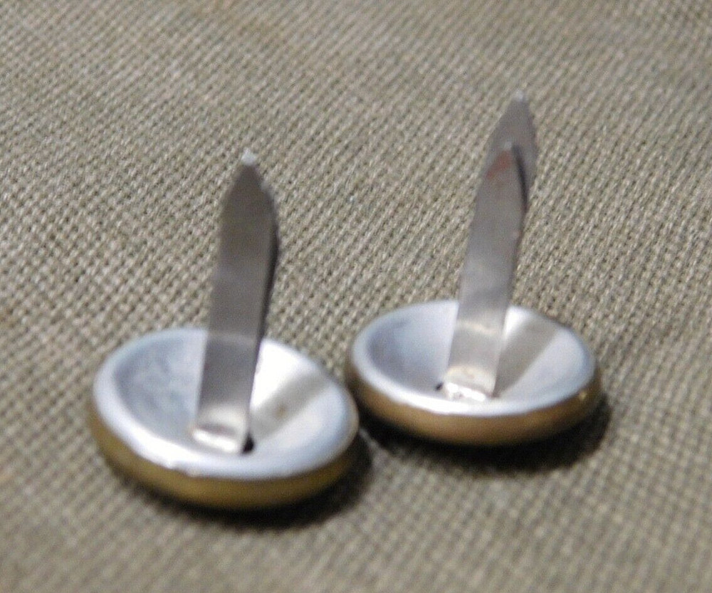 ORIGINAL WW2 ARMY GILT CHINSTRAP BUTTONS - MATCHED PAIR - SPLIT BRAD BACK