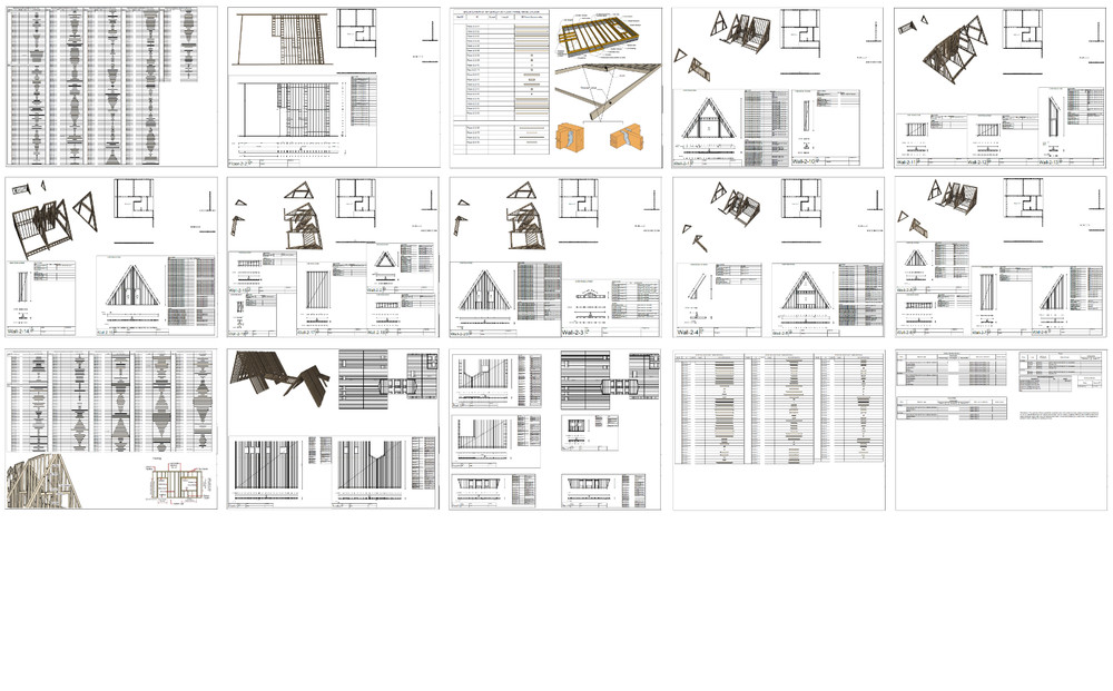 80'x60' Double A-Frame 4 Bed, 3 Bath Architectural Build Plans PDF Download
