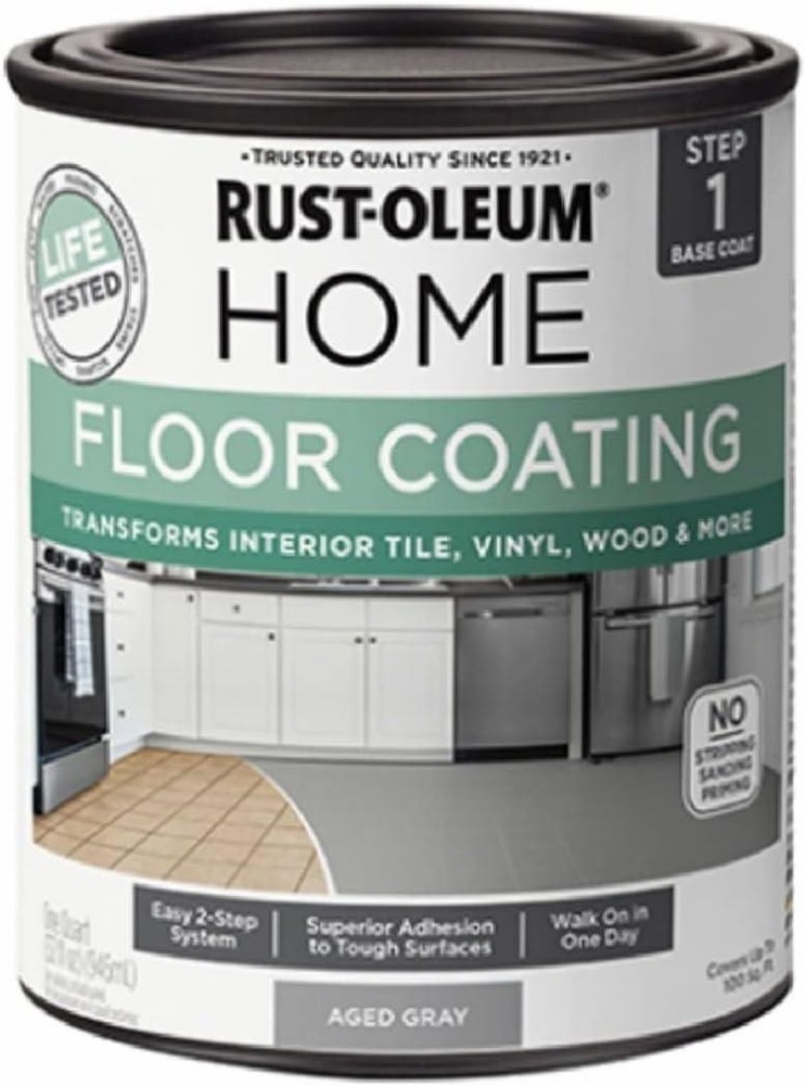 Rust-Oleum HOME Floor Coating, Aged Gray, Matte, Quart - 365929